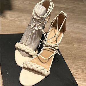 Banana Republic Cream Braided Strap Heels